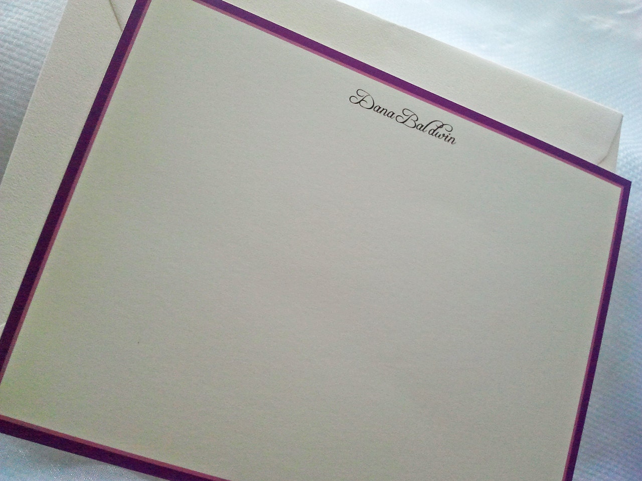 Sophisticated Border Custom Stationery Card and Envelope - Set of 10