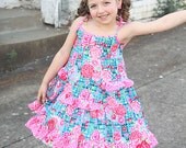 Girls dress Custom ruffled twirl sundress size 2T  to 12 yrs - Scottish Roses