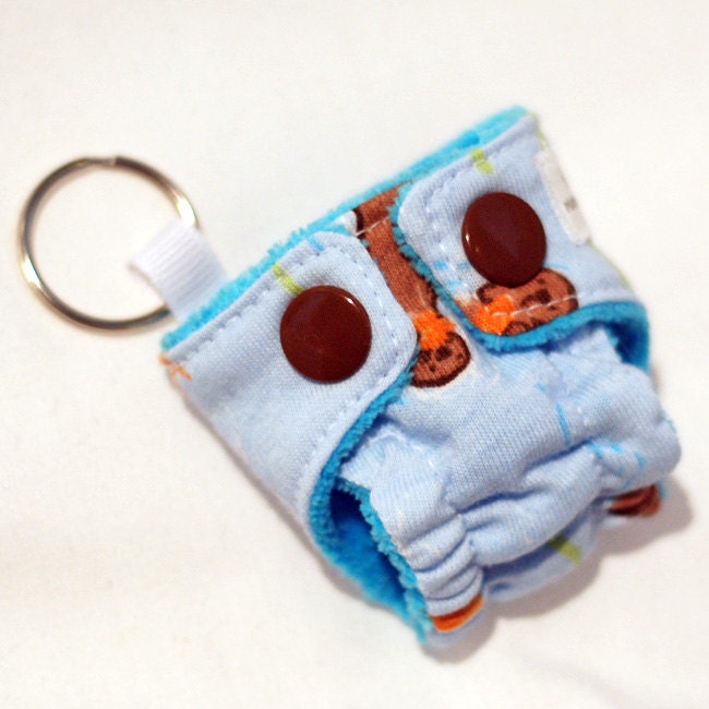 Otter Pups (Teal CV lining) - Mini Fitted Cloth Diaper Keychain