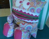 Pajama Eating Pillow Monster, PJ Eater, Pink and Green Flowers and Swirls
