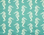 Decorative Pillow Cover - Aqua Blue & White Seahorses - 18 x 18 Accent Cushion - Nautical Nursery Decor Children Dorm Beach Summer