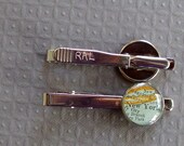 Hand Engraved Tie Clip Custom Map Your Choice Vintage Atlas Tie Bar Tack  Personalized  For your groom