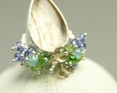 Copper Rutilated Quartz Cocktail Ring with Seaside Spray Gemstone Fringe