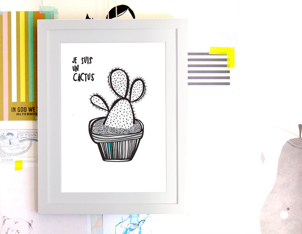 je suis un cactus - A4 original drawing - unframed