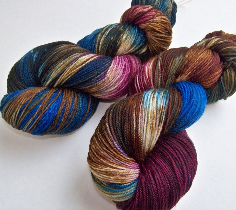 Hand Painted Ultra Merino Superwash Sock Fingering Yarn -- Doctor Who: Mad Man With a Box
