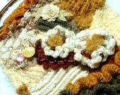Applique Flower Knitted Purse with Wooden Handle