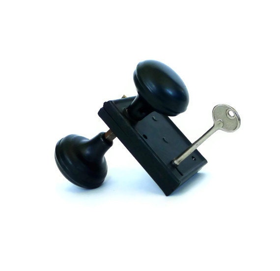 Matt Black 1960s Reproduction Complete Knob and Lock Set