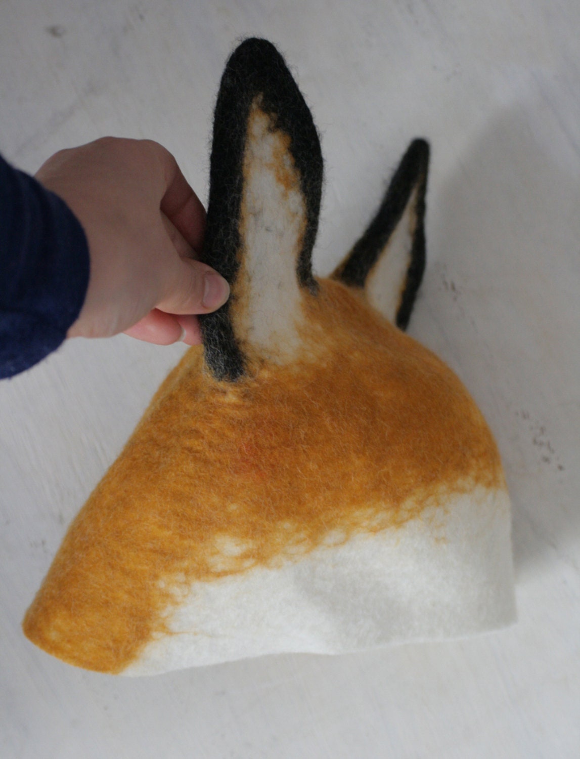 Fox Hat -- Hand Felted Wool -- Size Medium/Large