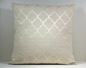 Natural/ Neutral color Moroccan Trellis decorative throw pillow cover 18 x18 inches /Accent cushion sham/ slipcover.