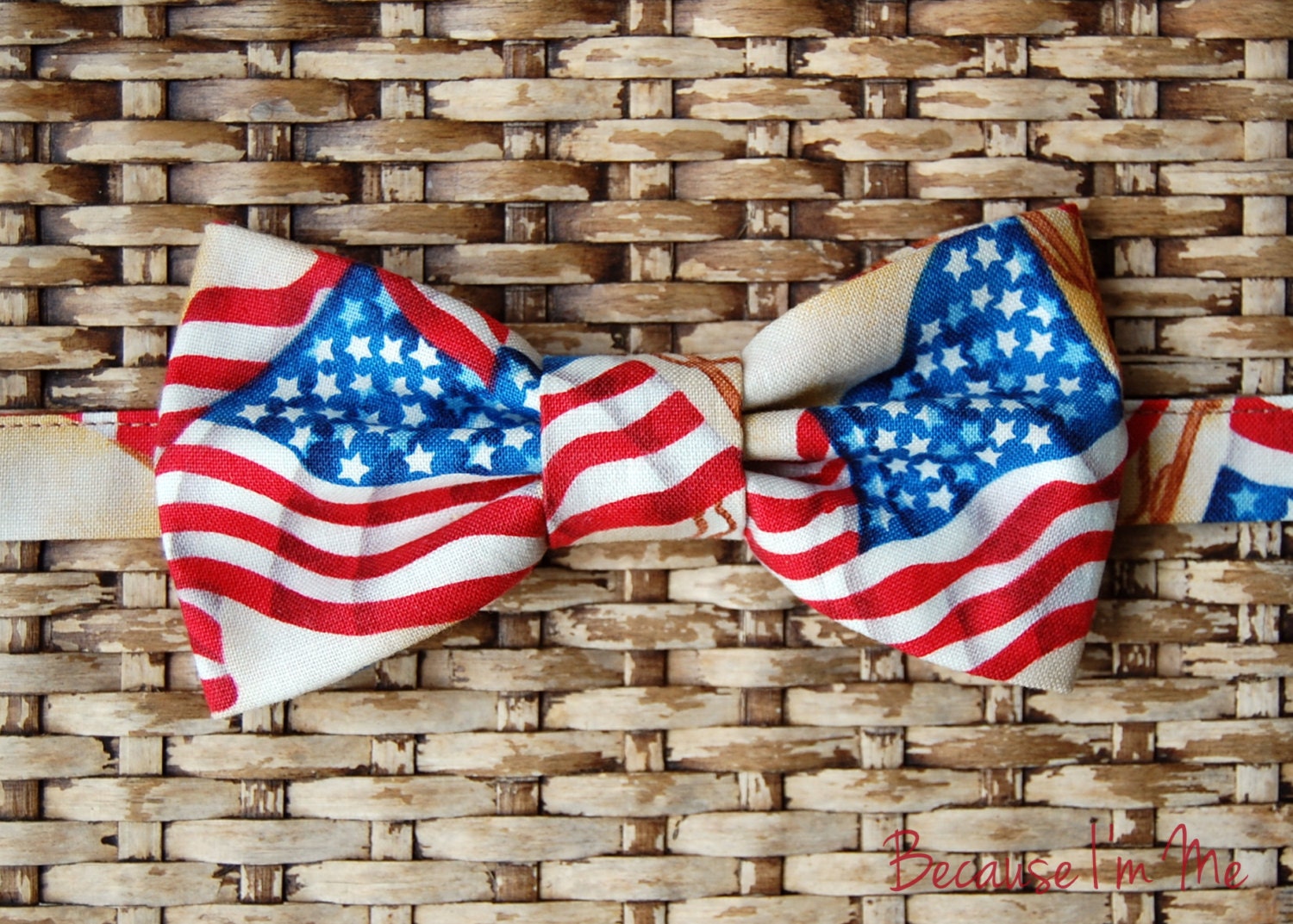 Mens Wonderful Patriotic American Flag Bow Tie - Men's adjustable, pretied bowtie