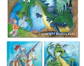 Kids Dragon Art, Wall art 16x20 and 8x10 Prints