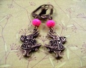 White Rabbit Earrings, Alice Through the Looking Glass, Brass Dangle Earrings, FREE Shipping U.S.