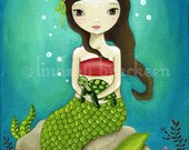 Mermaid Print Nautical Sea Turtle Kids Art