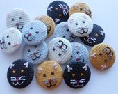 Kitten Button Badge Hand Sewn in Cross-Stitch Available in Grey Cream Black and Ginger Perfect for Cat Lovers