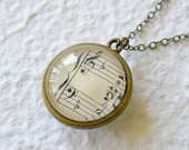 SALE Sweet Symphony Double Sided Medium Sized Necklace - Music Notes and Sheet Music