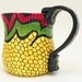 Handmade Ceramic Red Yellow Green and Black Mug 20 Ounces Ready to Ship