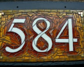 Mosaic House Number on Slate  3 digit