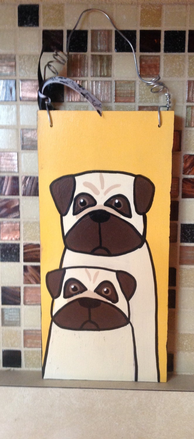 Handpainted Pug - Acrylic on wood