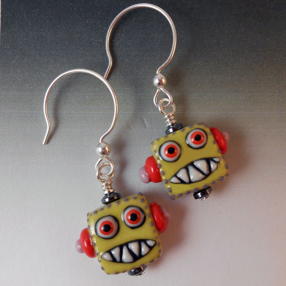 Robot Dangle Earrings