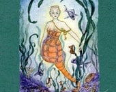 Seapona - seahorse goddess signed print - Mary Layton