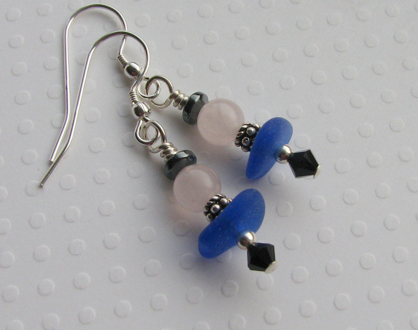 Colbalt Blue Beach Sea Glass Earrings
