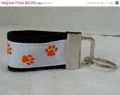 Anniversary Sale Mini Key Fob Paw Print Black Orange Key Chain Zipper Pull