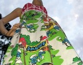 Smurf Sundress Geek Chic OOAK Sundress Vintage Hippie Fabric Upcycled Shrooms M L XL Plus Size Adult Women