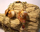 Swirly Tiger hand made beads and chain drop necklace