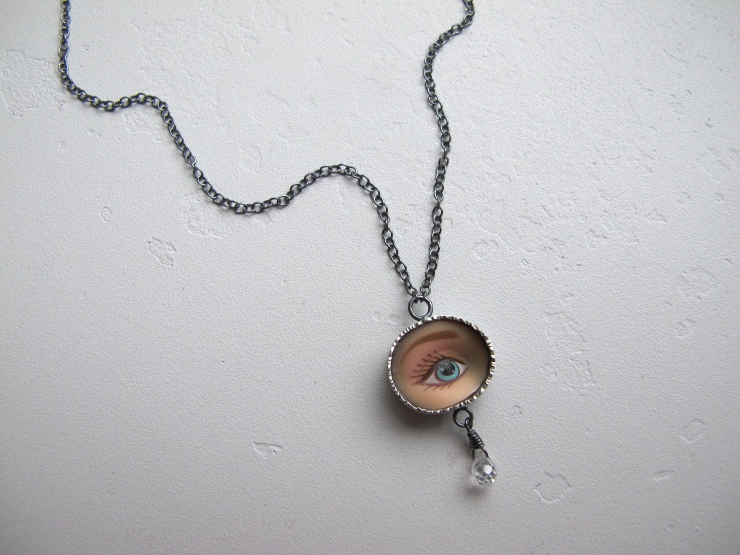 Barbie Doll Eye Necklace with Cubic Zirconia