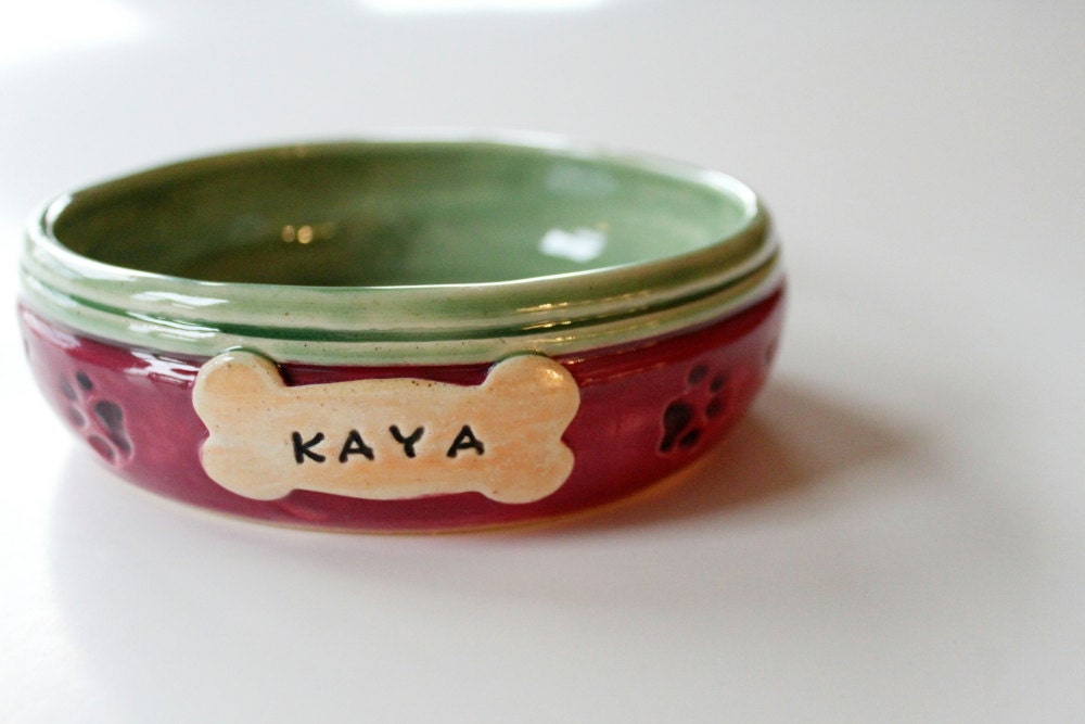 RESERVED for Sherry one Pet food Bowl Custom Name Custom Color Ceramic Stoneware Dish