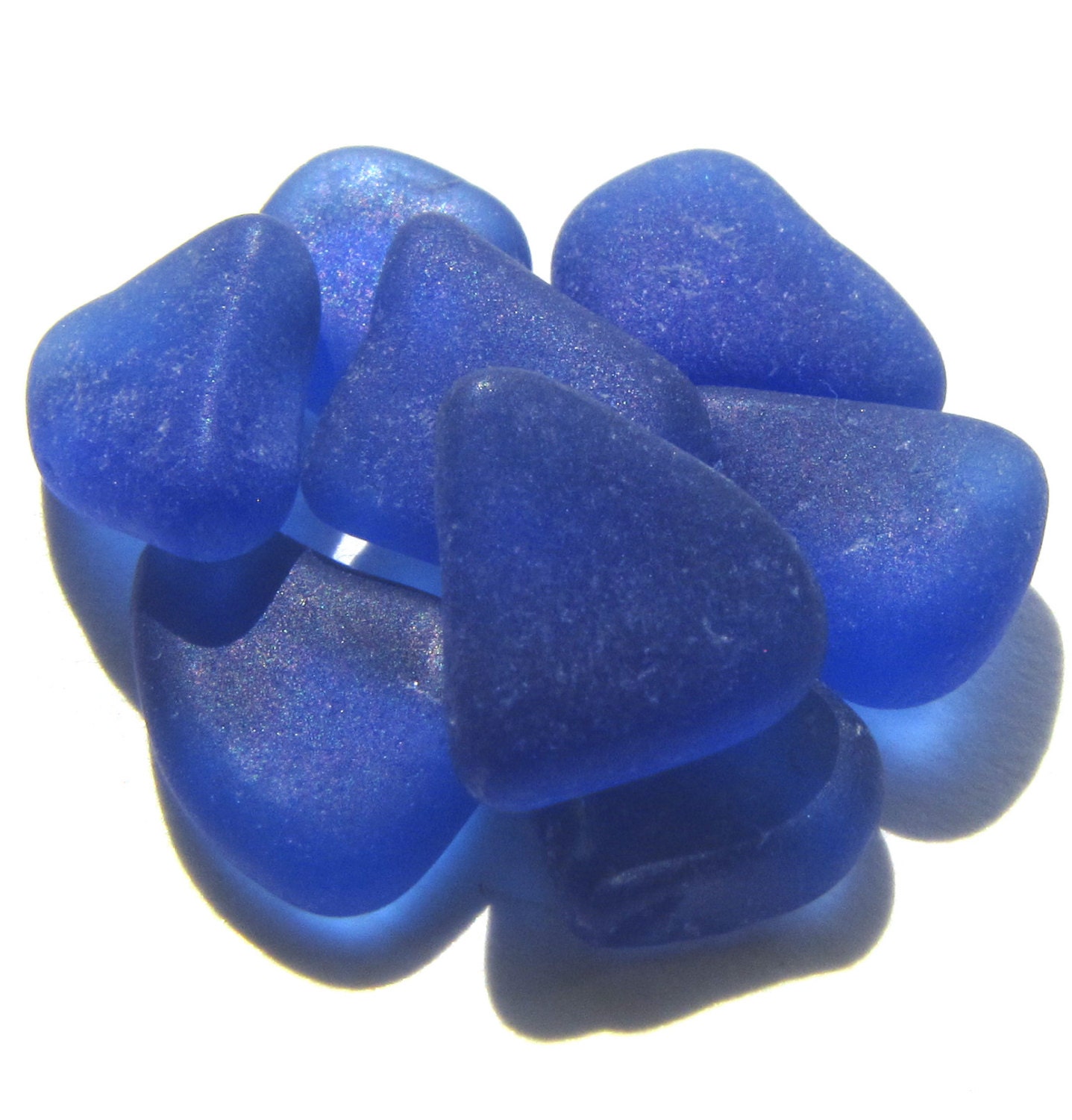 Genuine Found Sea Beach Glass Seaglass - Cobalt Blue Tinies Jewelry, Art. 8 Pieces, Bulk
