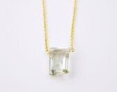 Echo - light sage green gemstone gold necklace - delicate modern jewelry mothers day