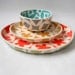 cereal bowl--turquoise and pale grey-made to order