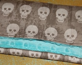 Burp cloth Baby Boy / Girl Skull burp cloth in Riley Blake  Geekly Chic with aqua minky Free Shipping to the U.S. on orders over 35.00