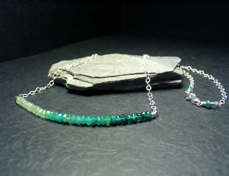 Genuine Emerald Sterling Silver Gemstone Necklace
