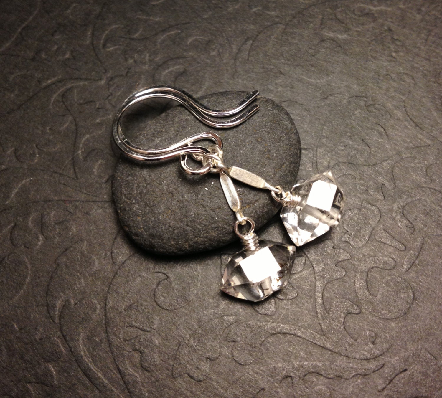 Herkimer Diamond Sterling Silver Gemstone Dangle Earrings