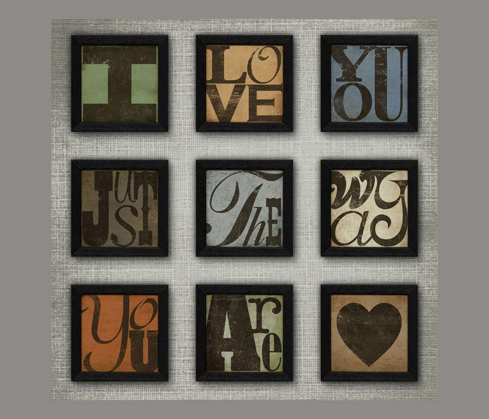 Song Lyric Art - Billy Joel Music Typography Art Print -- I Love You Just The Way You Are---ROCK BLOX---9pc framed set