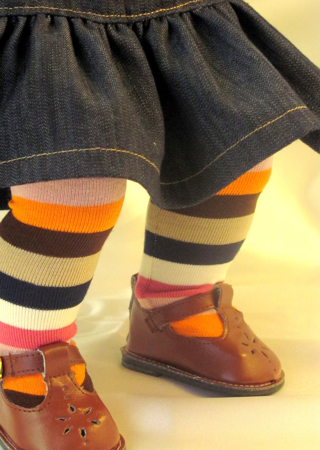 Multi Color Stripe Tights for 15 inch dolls