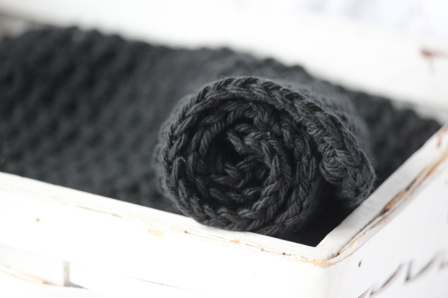 3 crocheted black cotton dishcloths