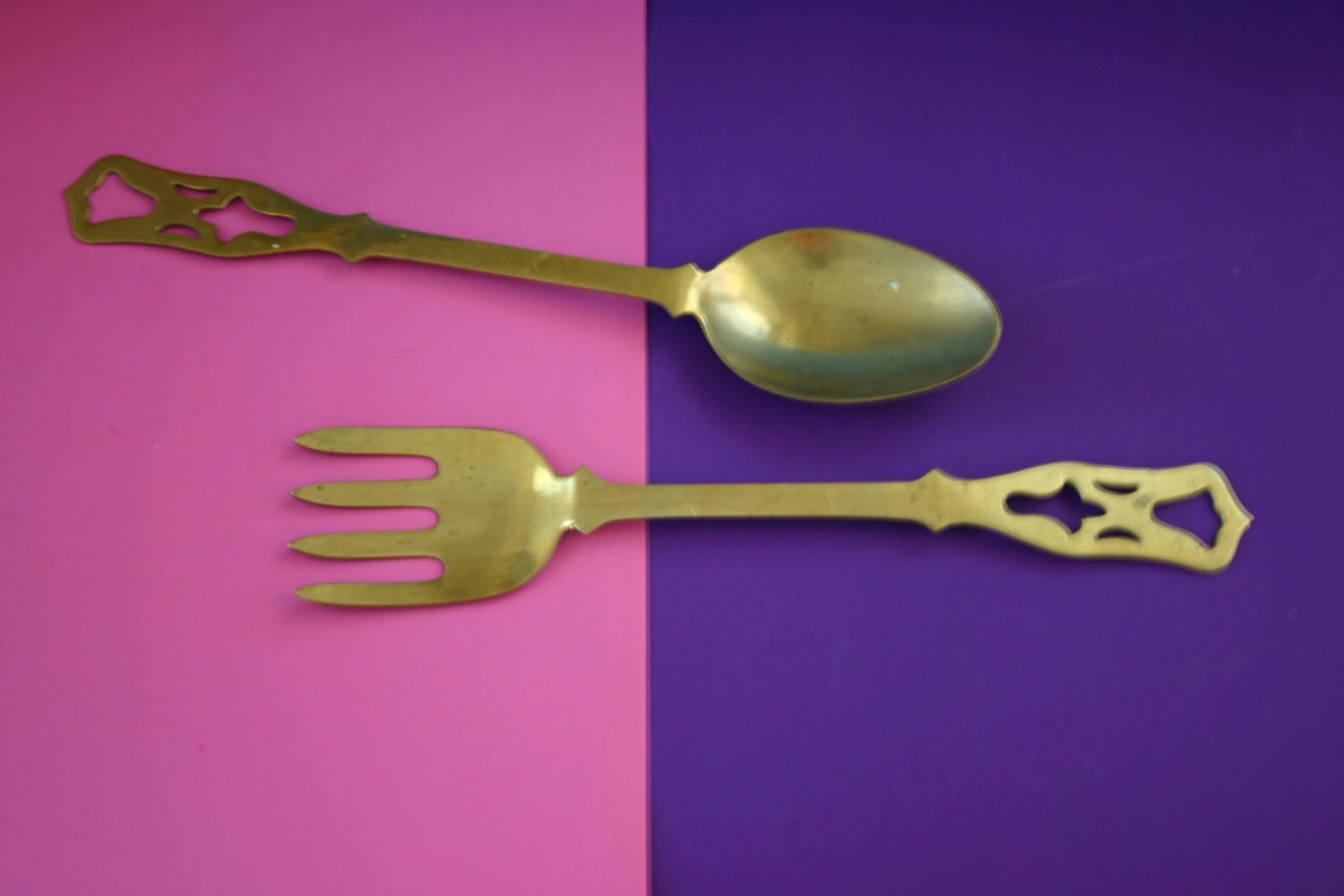 VINTAGE wall decor BRASS Spoon and Fork set