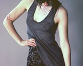 DAPPLE-Sheer Tissue Weight Tank Top w/ Asymmetrical Hem-Dark Gray