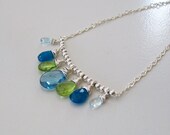 Blue Topaz Aquamarine Peridot Apatite Sterling Silver Necklace