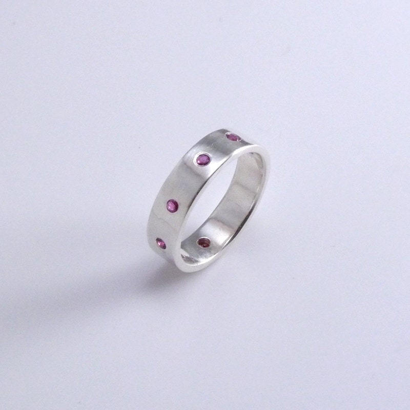 Handmade Ruby Ring Flush Set Ruby Band Gemstone Jewelry