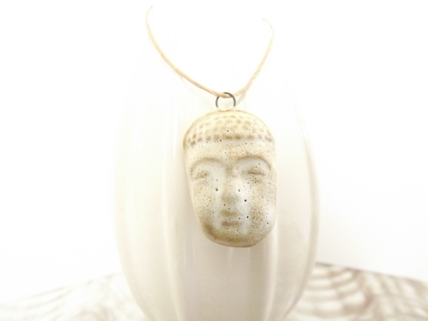 Butter Cream Buddha Pendant by Yolandas Clay