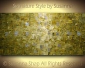 Abstract Art Original Olive Green Abstract Painting on Canvas Textured Palette Knife Modern Painting 48x24 by Susanna