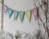 SPRING Glittered Mini Burlap banner Bunting Pennant