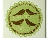 Every Beat of My Heart ceramic tile (Green)