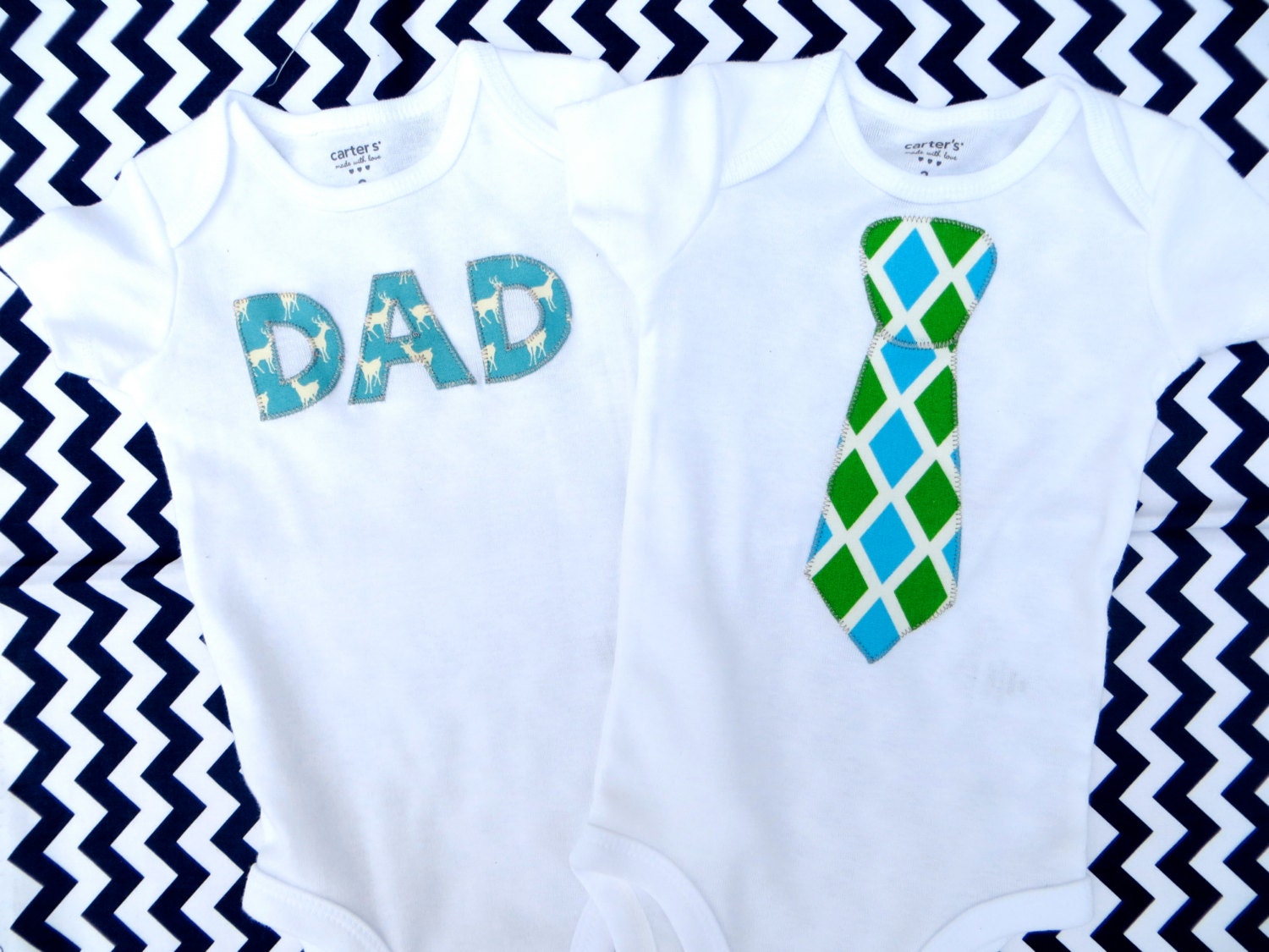 FAST SHIP Baby loves Daddy Set of 2 includes Deer DAD and Diamond Tie Onesie Bodysuit father day