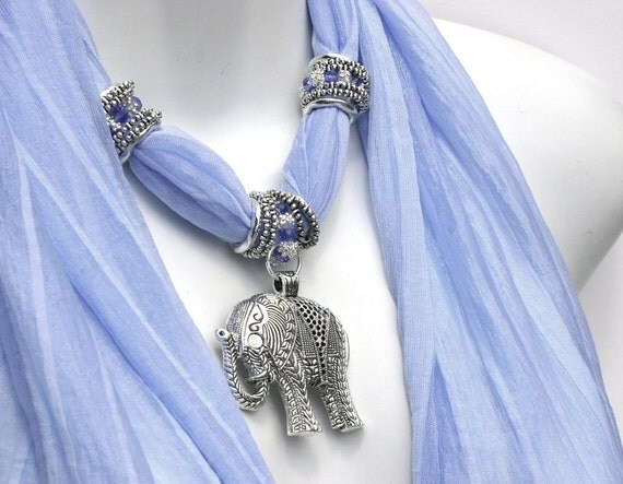 Bright Scarf Jewelry Pendant Scarves by RavensNestScarfJewel