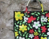 Nice Vintage 60s 70s Flower Power Tote Bag Purse